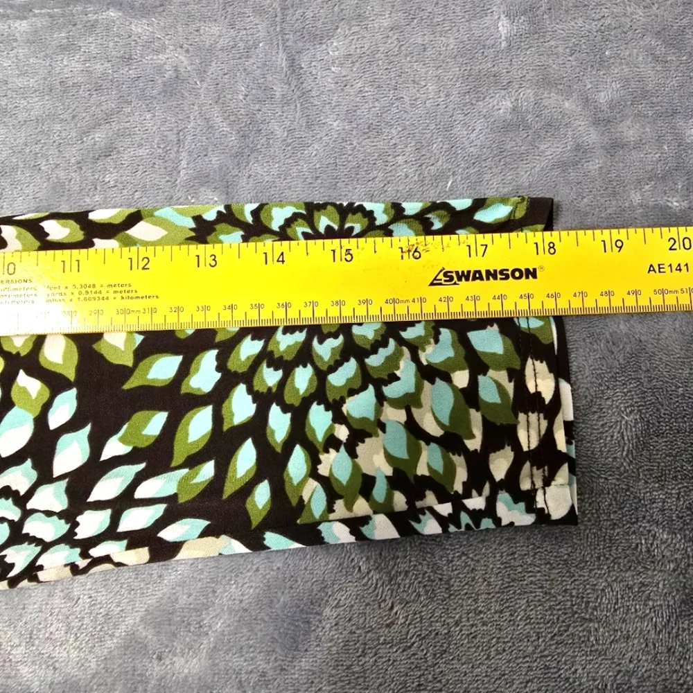 2/$30 Vintage En Focus Green & Black Babydoll Floral Midi Dress‎ Womens Size 12P